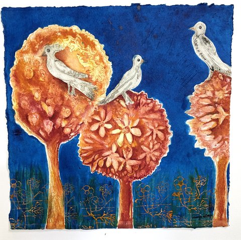 Margo Ellen 'Birds' painting