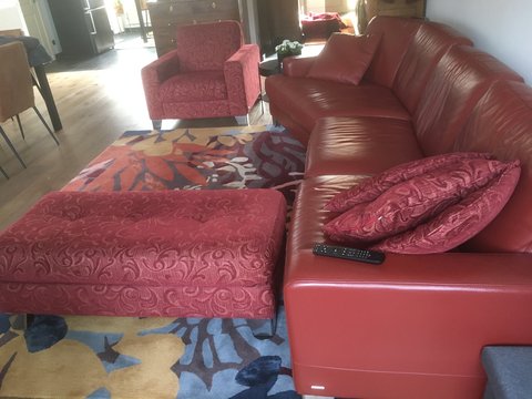 Natuzzi 4-Sitzer-Sofa, Clubsessel mit Ottomane