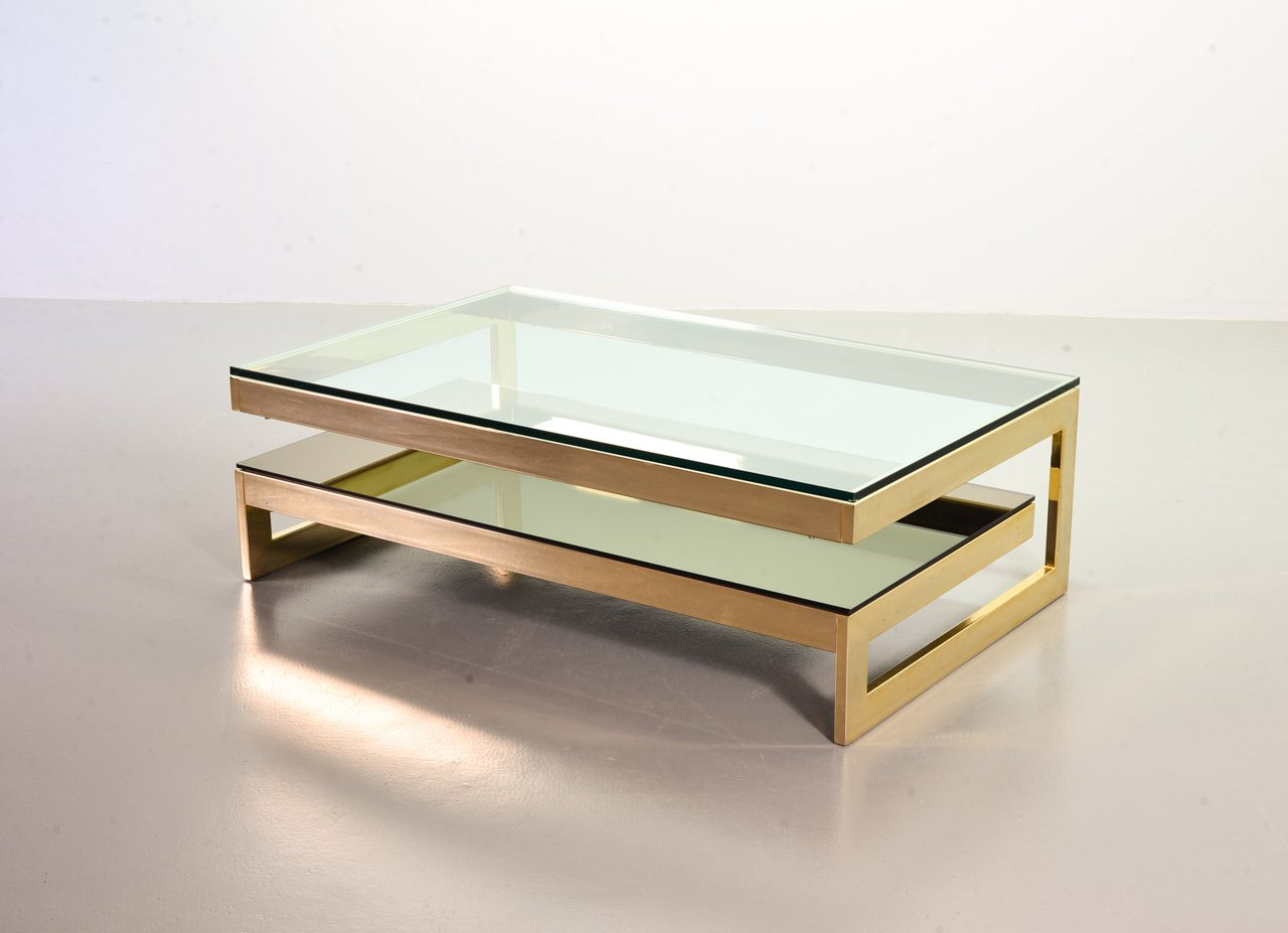 Belgo-Chrom Architectural G-Table 23 Karat vergoldet mit Glasplatten image 4