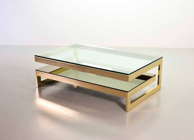Belgo-Chrom Architectural G-Table 23-Carat Goldplated with Glass Tops