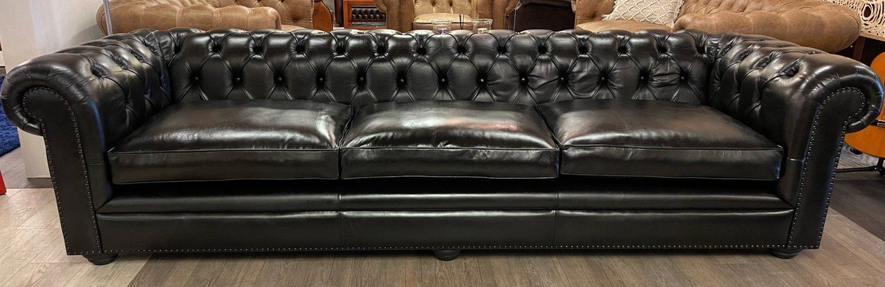 black leather 4 seater sofa