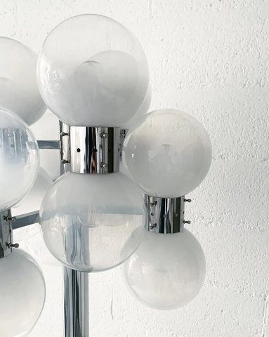 Space Age floor lamp with faded murano glass bubbles