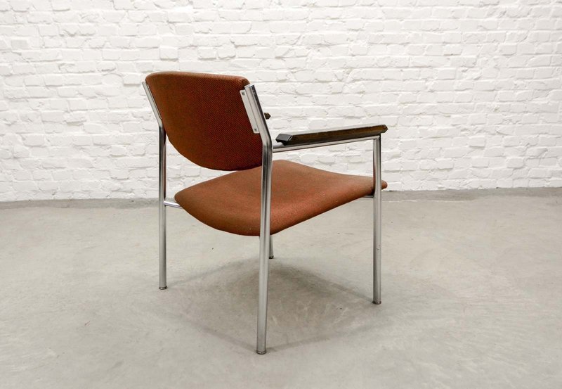 Chrome and Duo Tone Fabric Side Chair by Gijs van der Sluis, 1960s