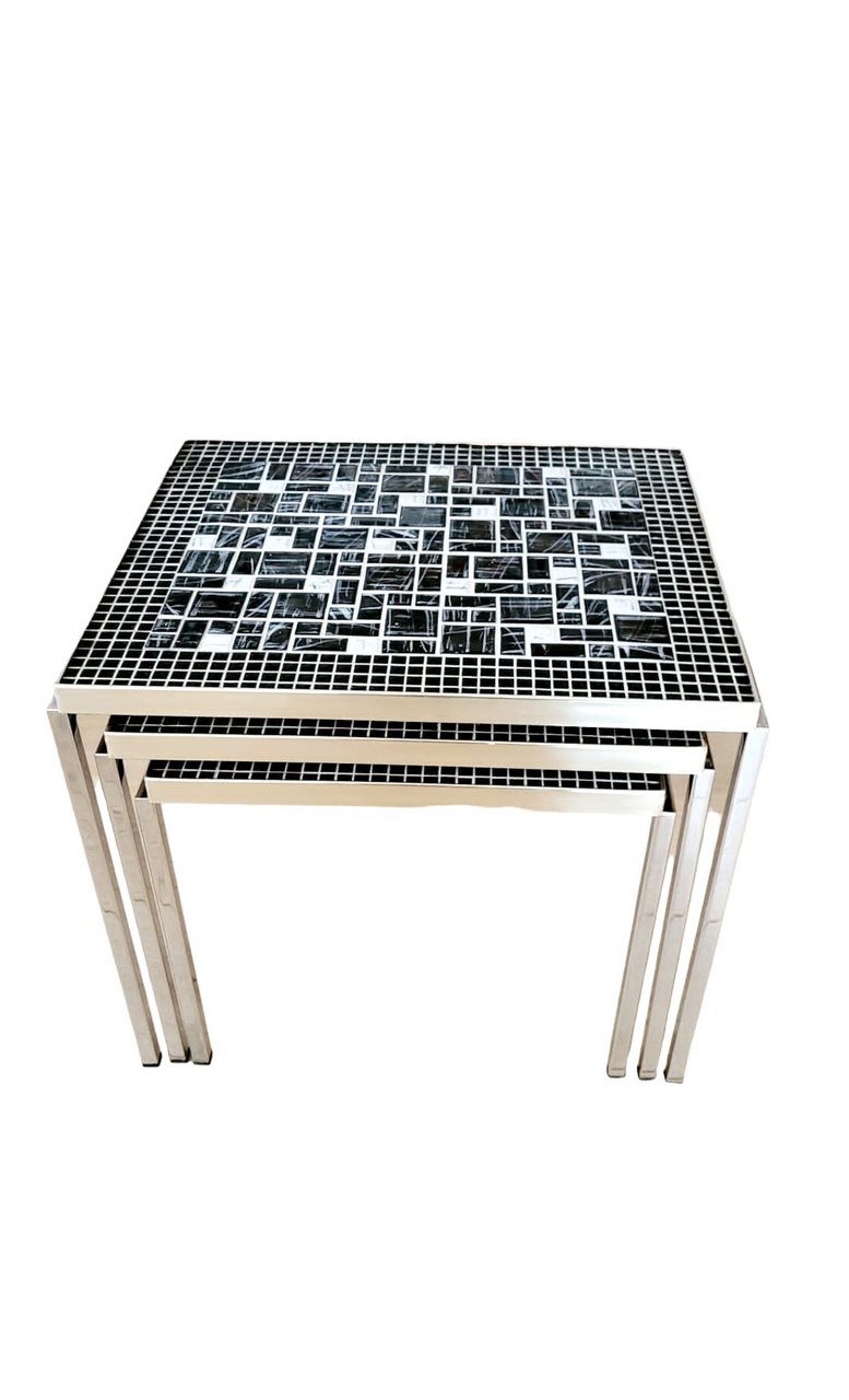 Image 12 of 3x Vintage nesting tables with mosaic.