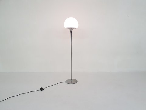 Opaline glass and chrome floor lamp by Goffredo Reggiani, Italy 1960's