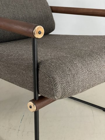 Ghyczy Lounge Chair Walnut Brown Wool Fabric