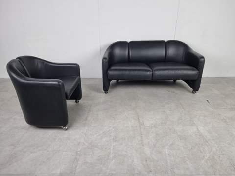 Tecno PS142 Easychair and two seater sofa by Eugenio Gerlio, 1970s
