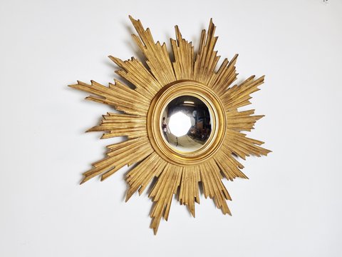 Vintage large golden sunburst mirror