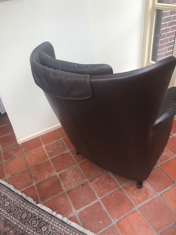 2 de Sede armchairs DS23 with ottoman, dark brown