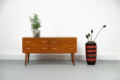 Low Chest of Drawers in Teak by Carlo Jensen for Hundevad & Co., 1960s