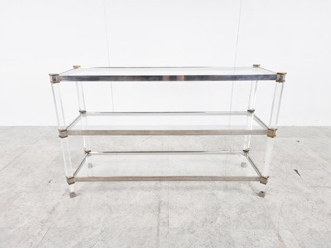 Brass and lucite console table, 1970s