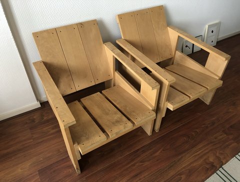2x Gerrit Rietveld Crate Chairs