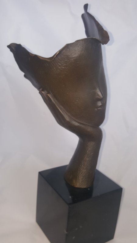 Pablo Gargalla Bronzen beeld hoofd in hand/Masker