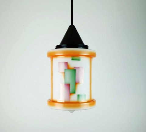 Kunst déco glazen hanglamp