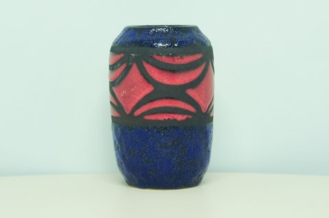 blue & red Fatlava West Germany vase