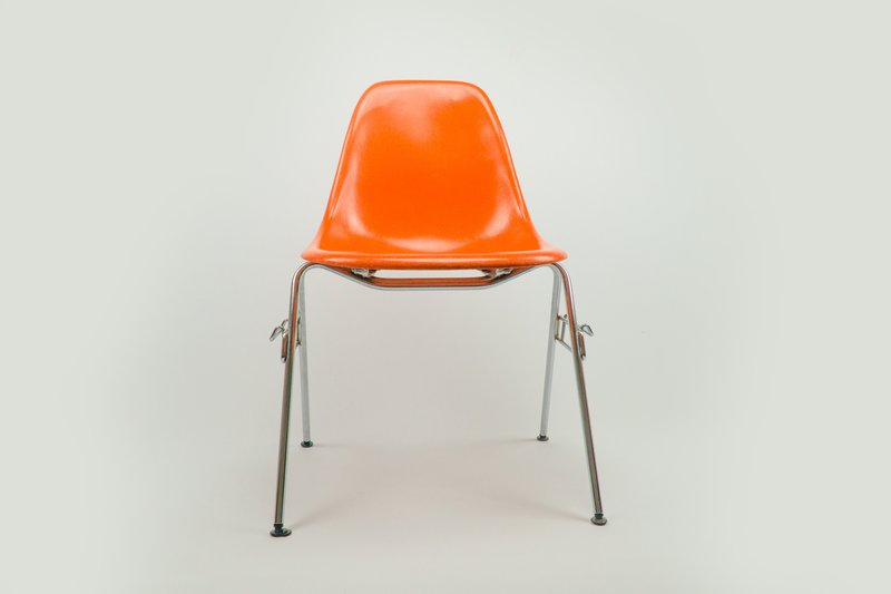 Orange Fiberglass Chair by Charles and Ray Eames for Herman Miller