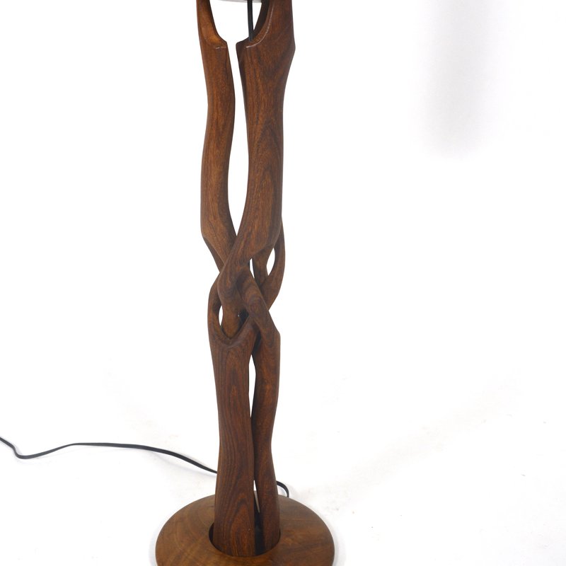 Mid Century hand carved Scandinavian teak table lamp - 1950-60's