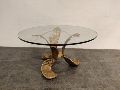 Gebeeldhouwde bronzen salontafel, jaren 70