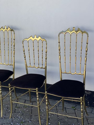 4x Chiavari Messing Stühle von Giuseppe Gaetano Descalzi, Set
