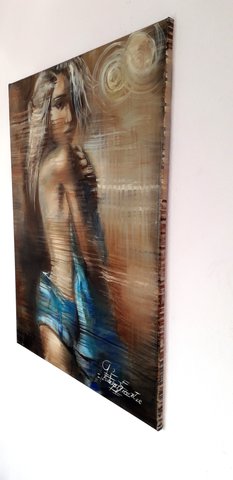 Maia Siradze - Blue jeans - olieverfschilderij