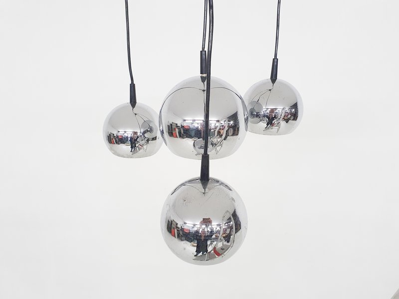 Mid-century silver globes pendant light
