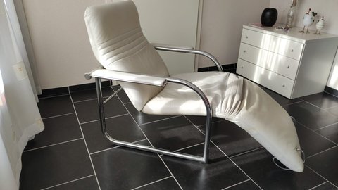 Design Relaxsessel Leder elfenbein (weiß)