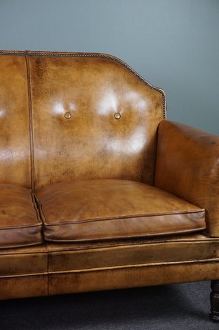 Vintage sheep leather 2 seater sofa