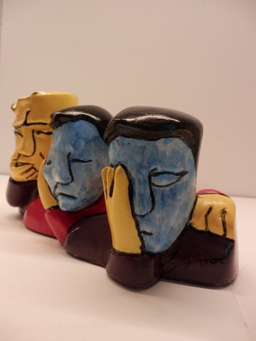 Herman Brood Sculpture Hear See and Speak No Evil-WITH CERTIFICATE!!!