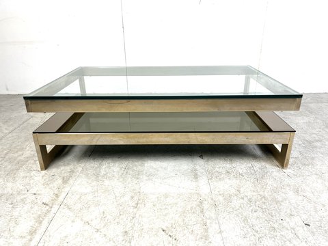 Belgochrom two tier 23kt gold plated coffee table