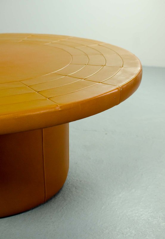 Cognac Leather Patchwork Coffee Table by Laauser, 1970s