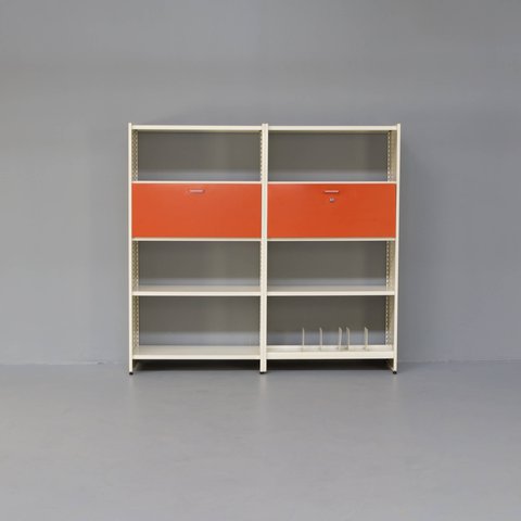 2x Gispen Model 5600' wall unit bookcase