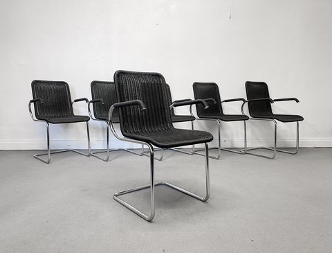 6x Vintage Tecta cantilever D41 chairs