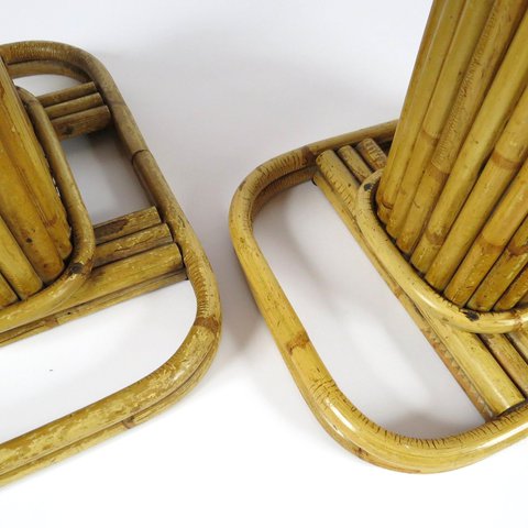 2x Art Deco bamboo side tables, set