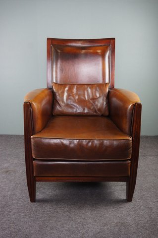 Sheep leather Art Deco armchair