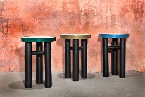 Memphis Milano Style Heavy Steel Side Tables