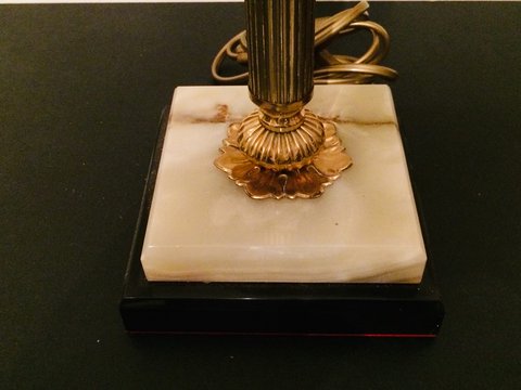 Vintage kolom messing & onyx lamp " Hollywood Regency