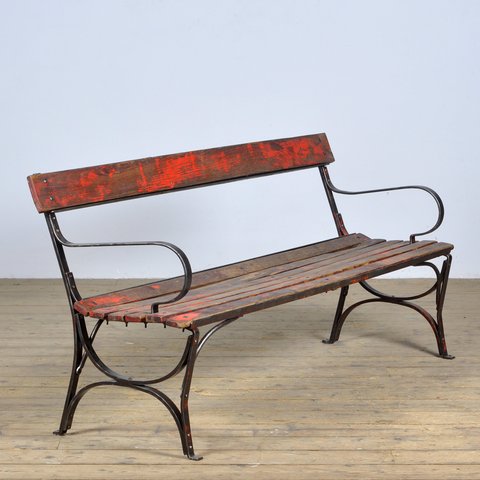  Riveted iron park bench 1920s 