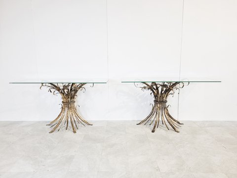 2 coco chanel style console tables, 1970s