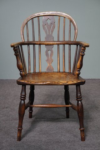 Englischer Windsor-Stuhl/Sessel, niedrige Rückenlehne