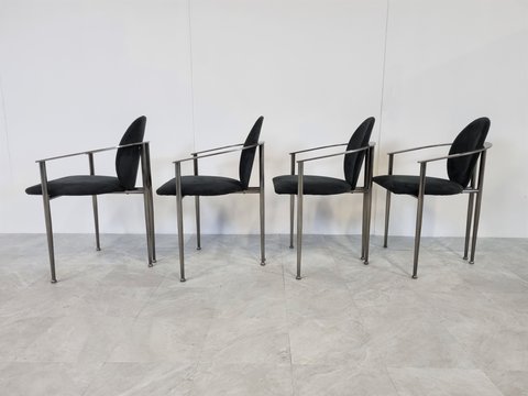 4 Vintage dining chairs by Belgo chrom