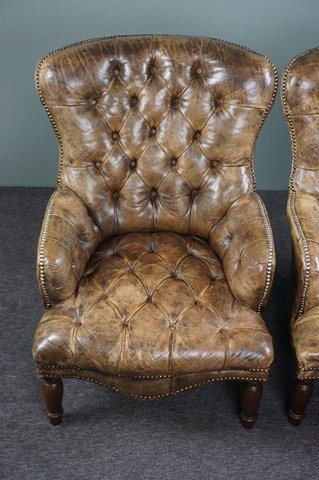 2x Chesterfield side armchairs