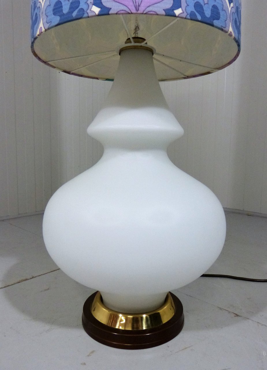 Image 9 of Large glass floor lamp with flower shade 1960's