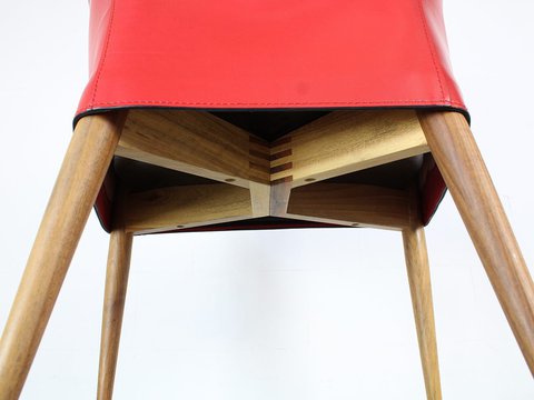 4 Matteo Grassi ontwerp van Carlo Bartoli de Vela Chair in rood leer