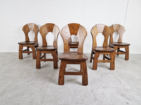6x Vintage brutalist dining chairs