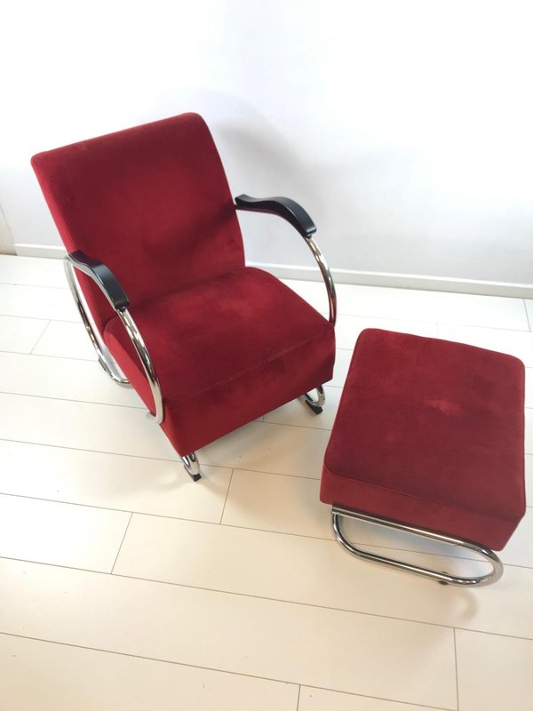 Dutch Lounge Chair from Dykmeyer, 2014, Set of 2. Chair with hocker