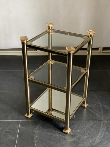 VIntage Solid Brass and Glass Side Table