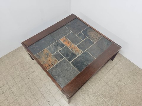 Brutalist coffee table Wenge natural stone
