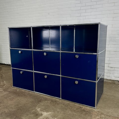 USM Haller valve cabinet / highboard dark blue with open modules