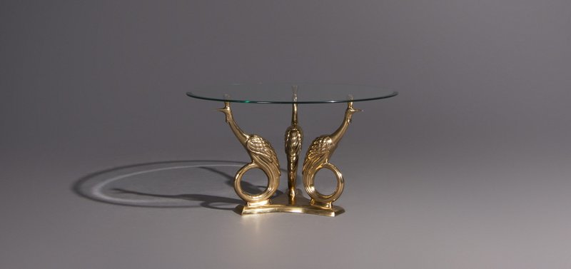 Birds coffee table in brass and glass