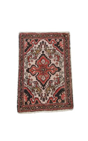 Compact hand-knotted rug/carpet with warm colors, 100 x 60 cm